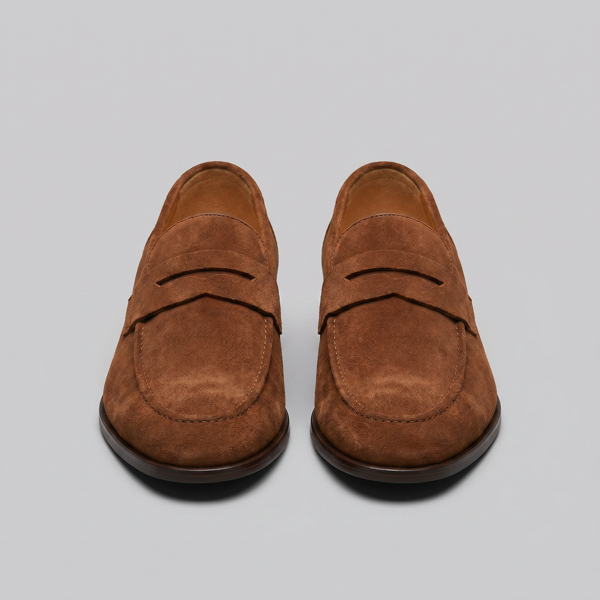 Men's Penny Loafers with Slip-On Design and Moccasin Seam Detail