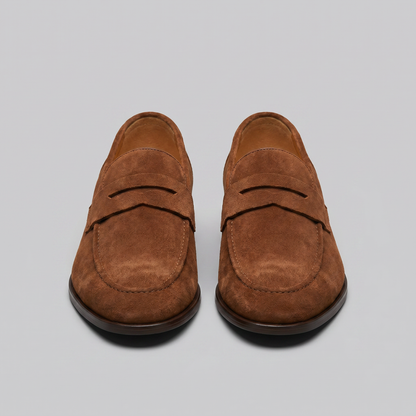Men's Penny Loafers with Slip-On Design and Moccasin Seam Detail