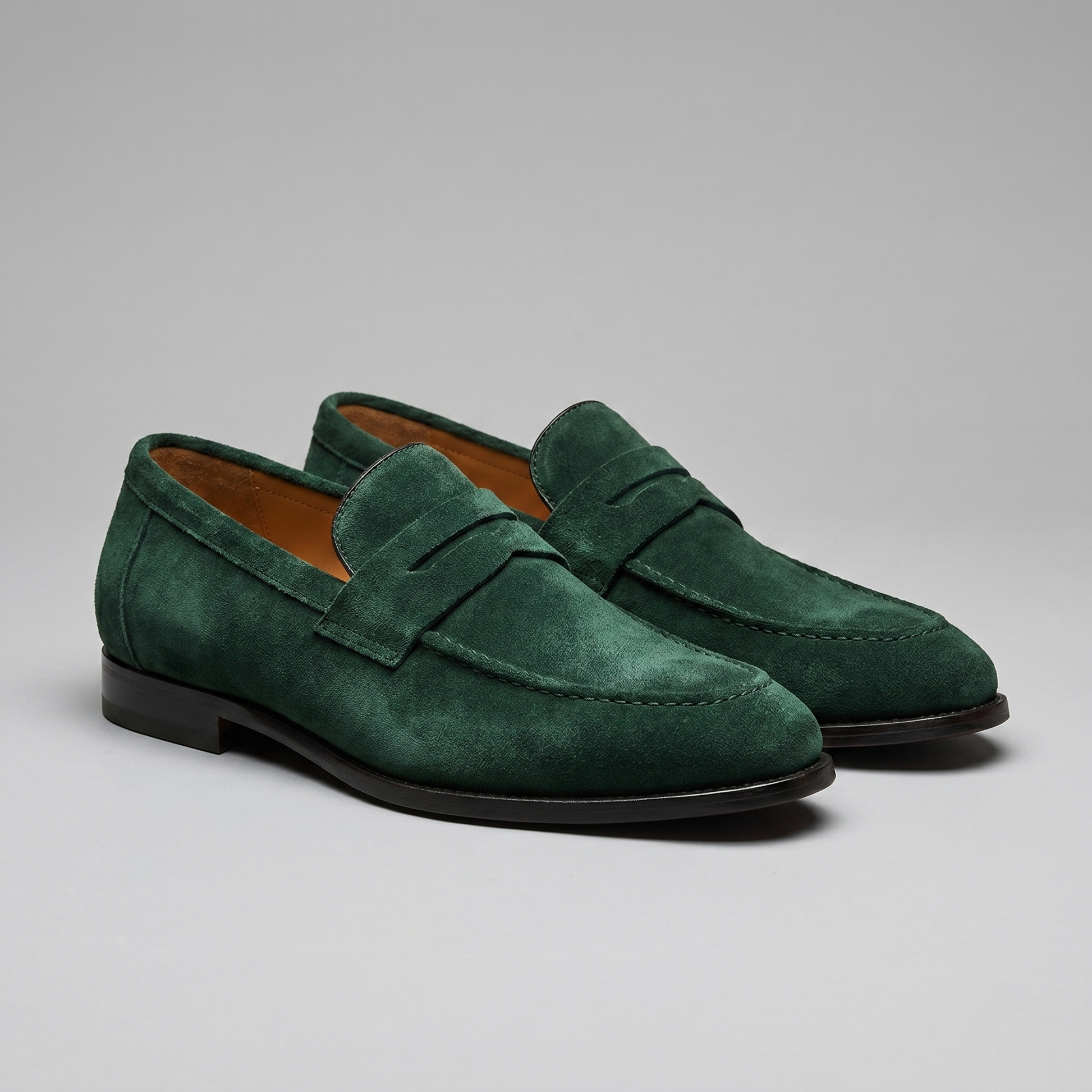 Men's Penny Loafers with Slip-On Design and Moccasin Seam Detail