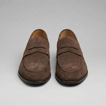 Men's Penny Loafers with Slip-On Design and Moccasin Seam Detail
