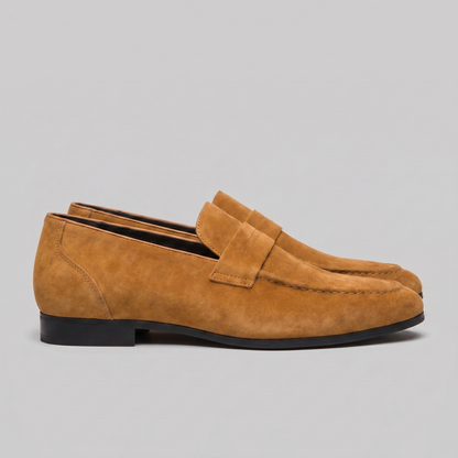 Men's Penny Loafers with Slip-On Design and Moccasin Seam Detail