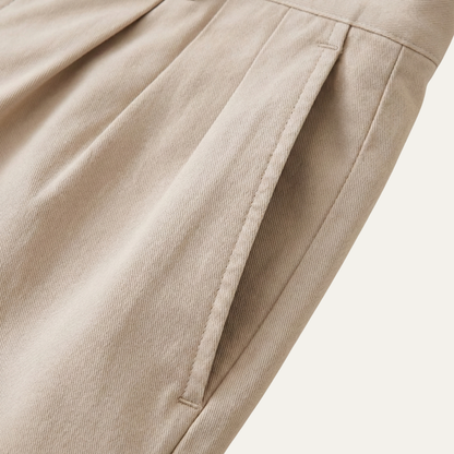 Men's Pleated Chino Shorts with Cuffed Hem and Belt Loops