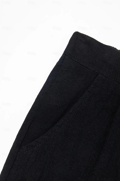 Men's Pleated Chino Shorts with Cuffed Hem and Side Pockets