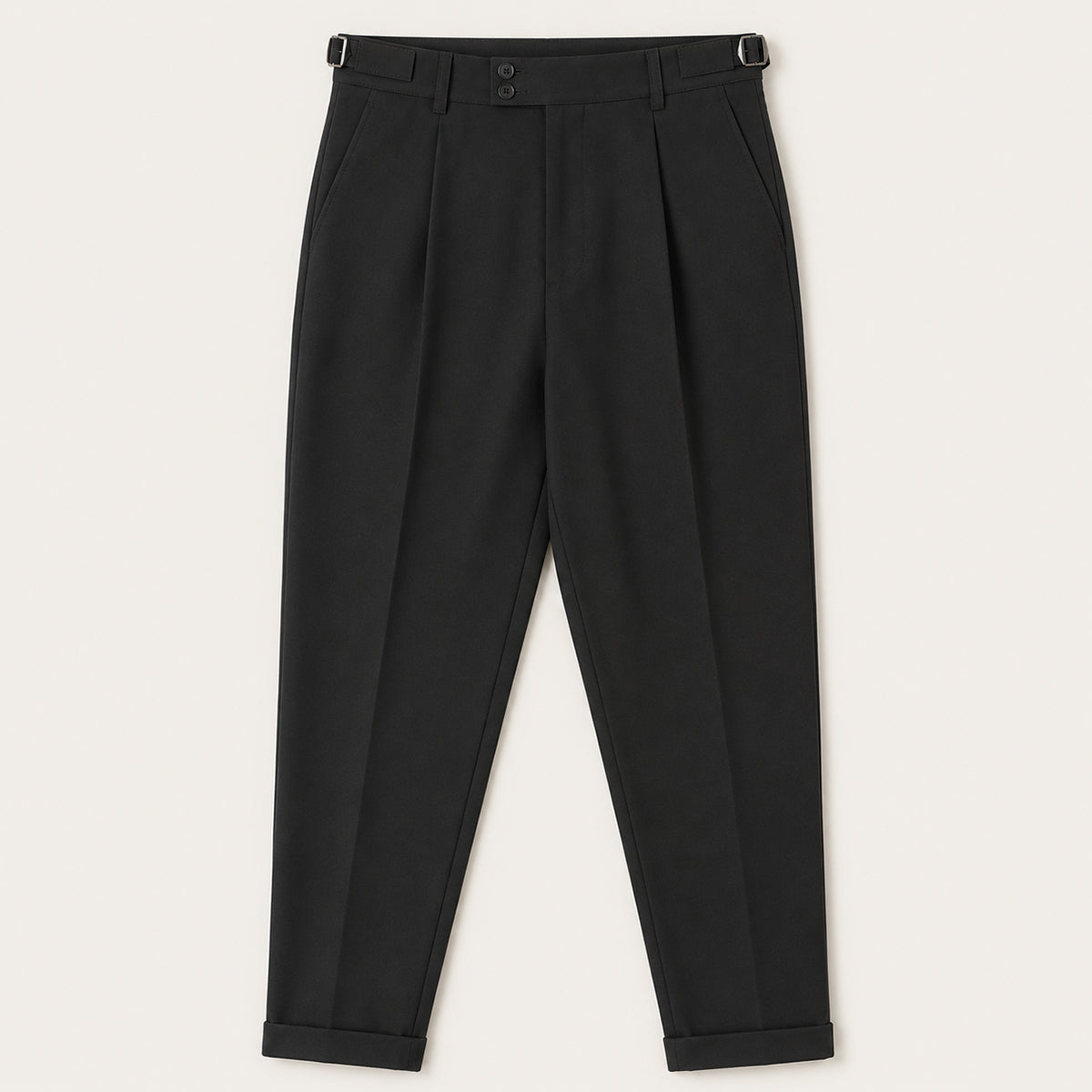 Men's Pleated Dress Pants with Tapered Leg and Cuffed Hem