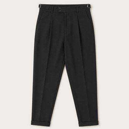 Men's Pleated Dress Pants with Tapered Leg and Cuffed Hem