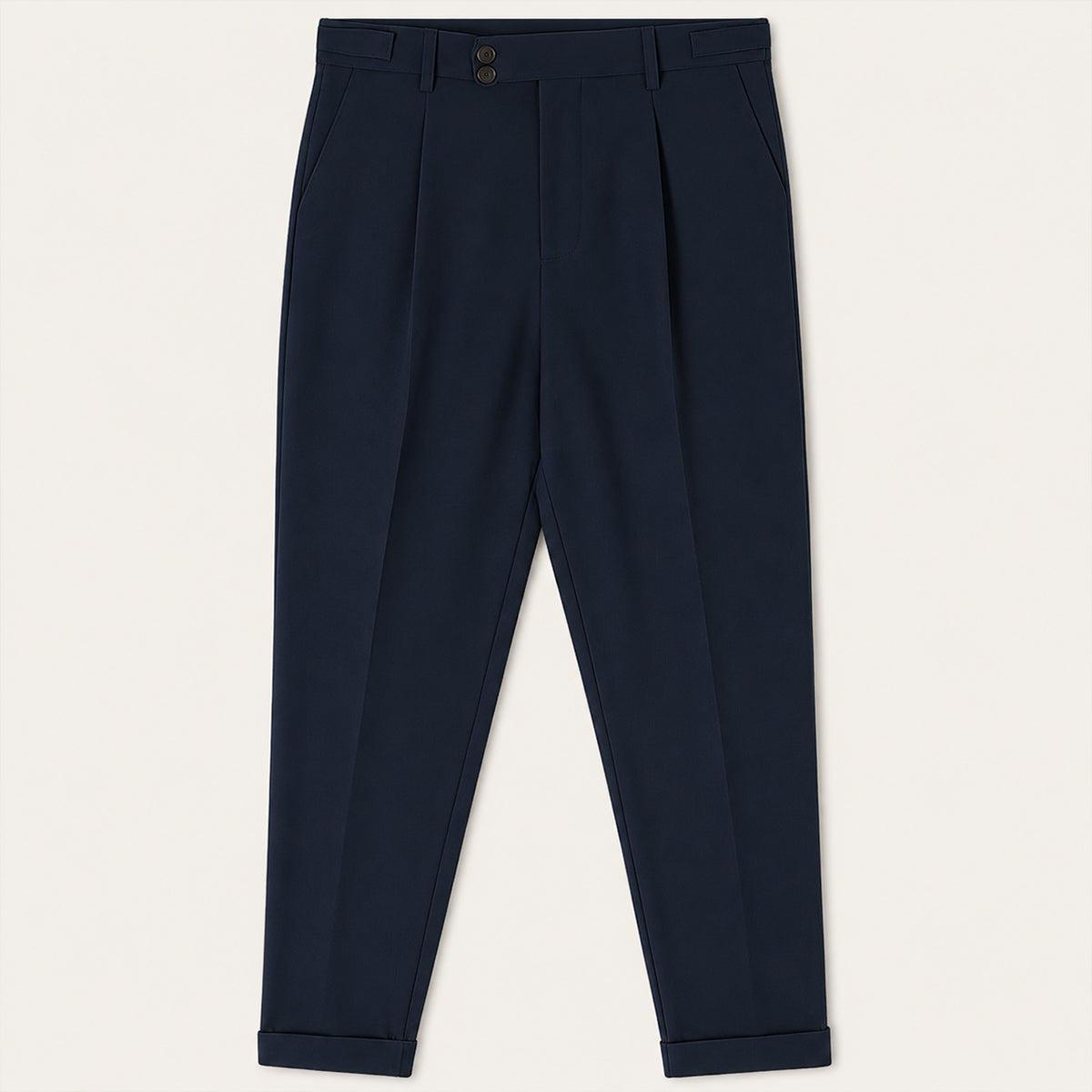 Men's Pleated Dress Pants with Tapered Leg and Cuffed Hem