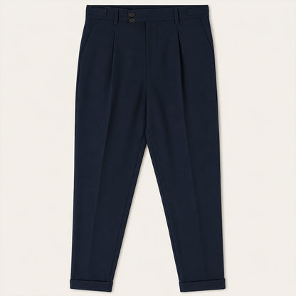 Men's Pleated Dress Pants with Tapered Leg and Cuffed Hem