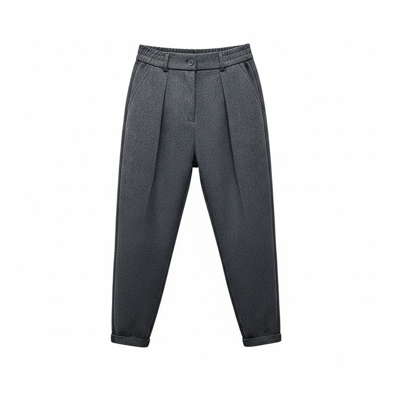 Men's Pleated Tapered Trousers with Elastic Waistband