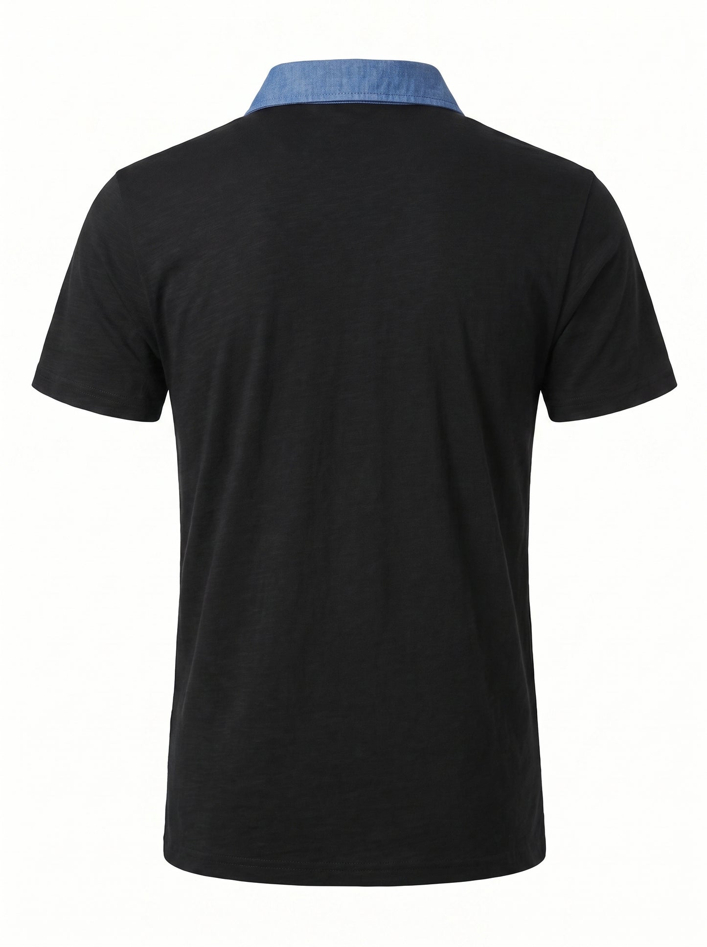 Men's Polo Shirt Short Sleeve with Contrast Collar and Chest Pocket