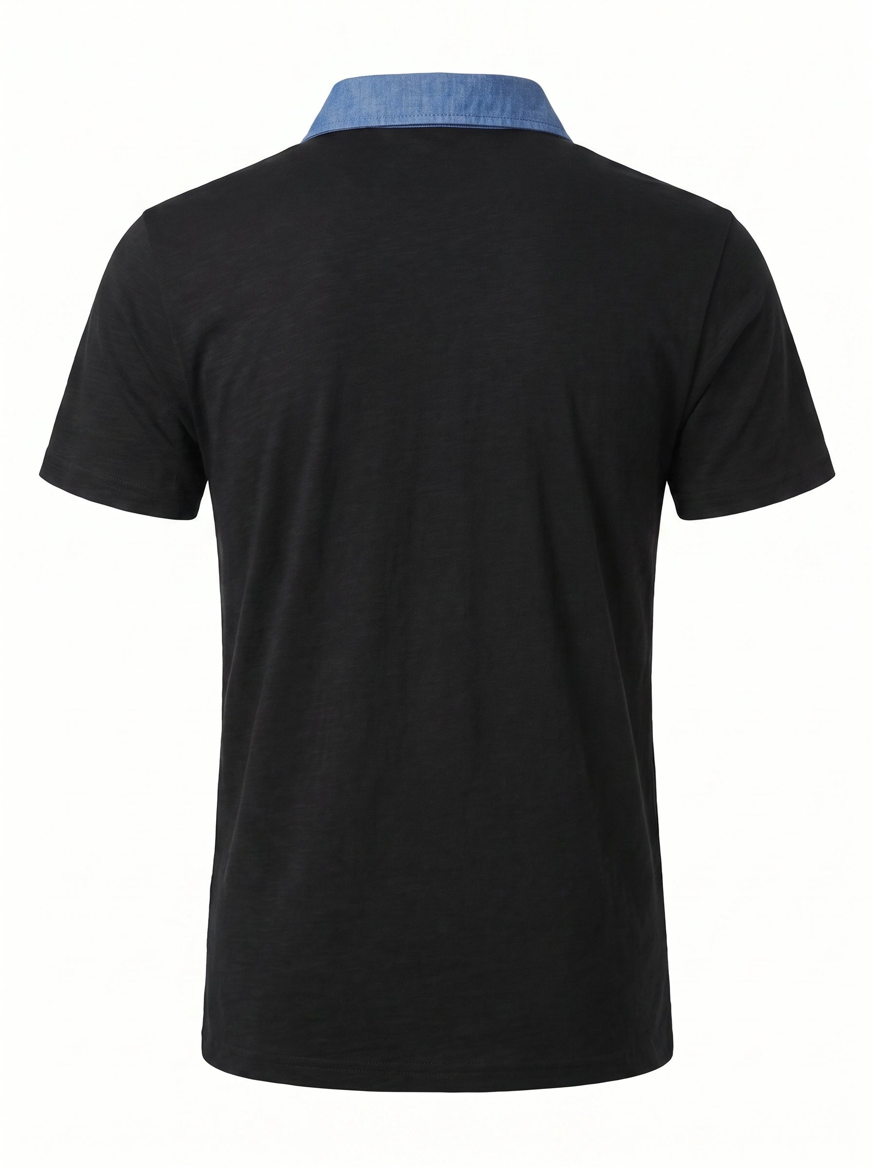 Men's Polo Shirt Short Sleeve with Contrast Collar and Chest Pocket