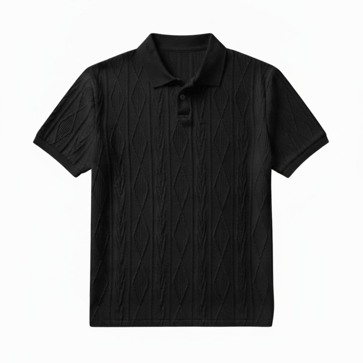 Men's Polo Shirt Short Sleeve with Diamond Textured Pattern