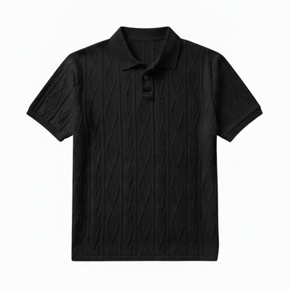 Men's Polo Shirt Short Sleeve with Diamond Textured Pattern