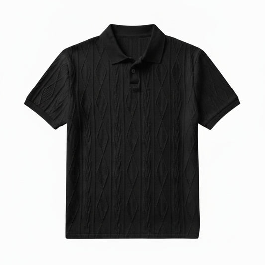 Men's Polo Shirt Short Sleeve with Diamond Textured Pattern