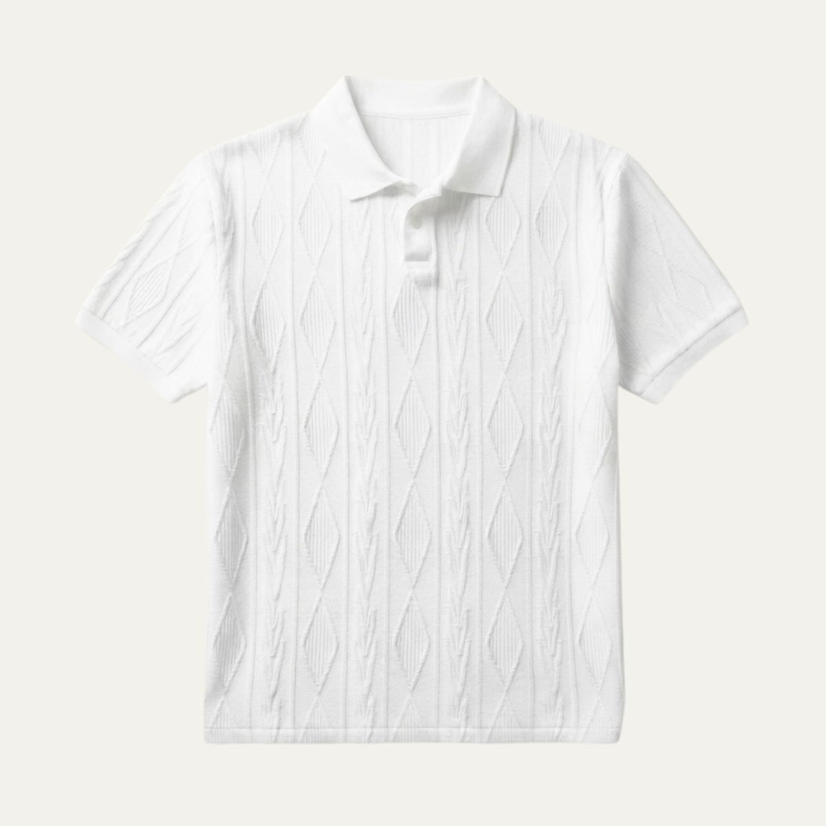 Men's Polo Shirt Short Sleeve with Diamond Textured Pattern