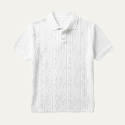 Men's Polo Shirt Short Sleeve with Diamond Textured Pattern