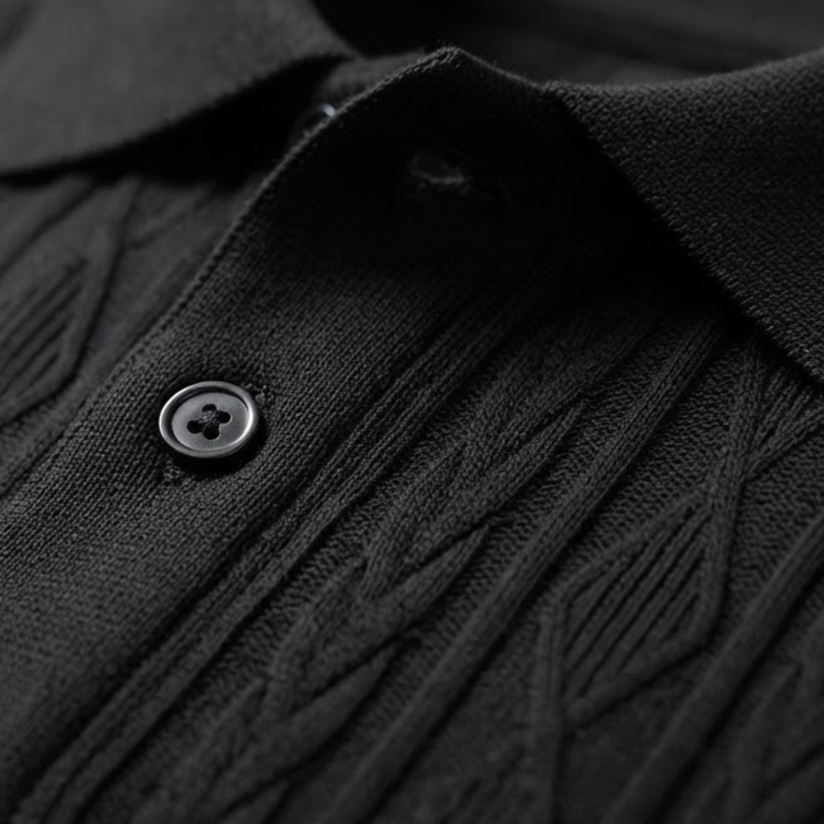 Men's Polo Shirt Short Sleeve with Diamond Textured Pattern