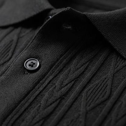 Men's Polo Shirt Short Sleeve with Diamond Textured Pattern