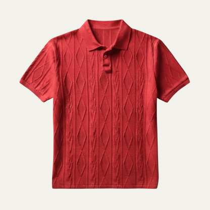 Men's Polo Shirt Short Sleeve with Diamond Textured Pattern
