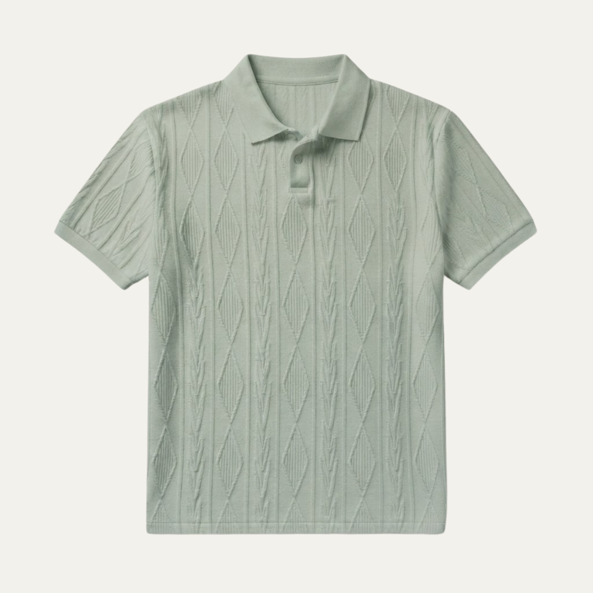 Men's Polo Shirt Short Sleeve with Diamond Textured Pattern