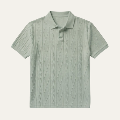 Men's Polo Shirt Short Sleeve with Diamond Textured Pattern