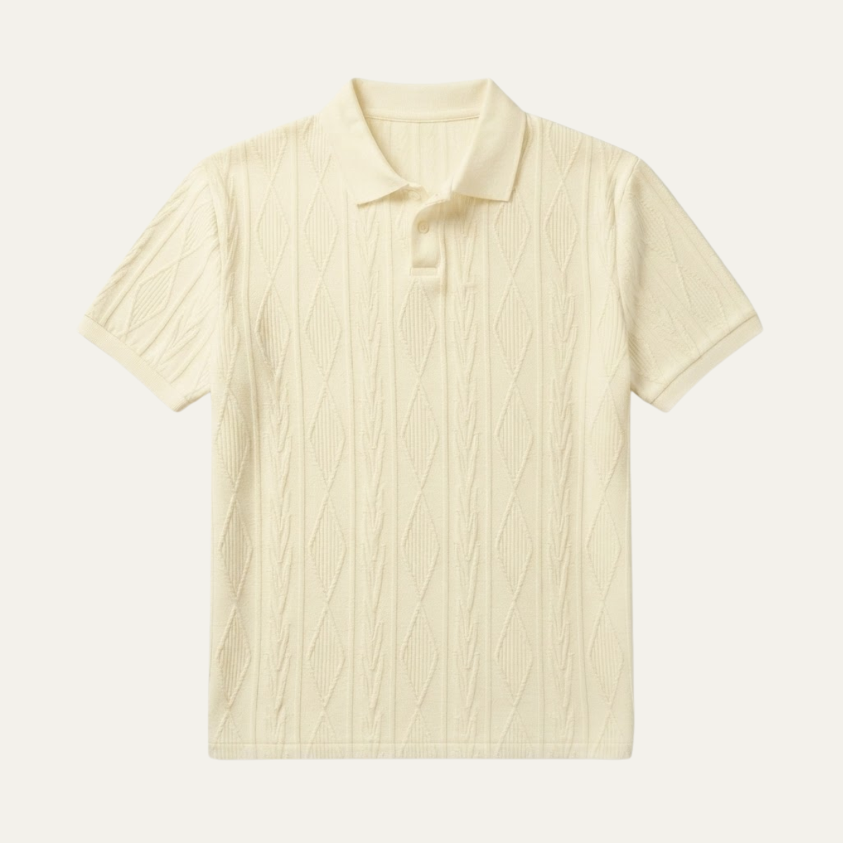 Men's Polo Shirt Short Sleeve with Diamond Textured Pattern