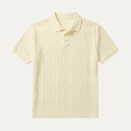 Men's Polo Shirt Short Sleeve with Diamond Textured Pattern