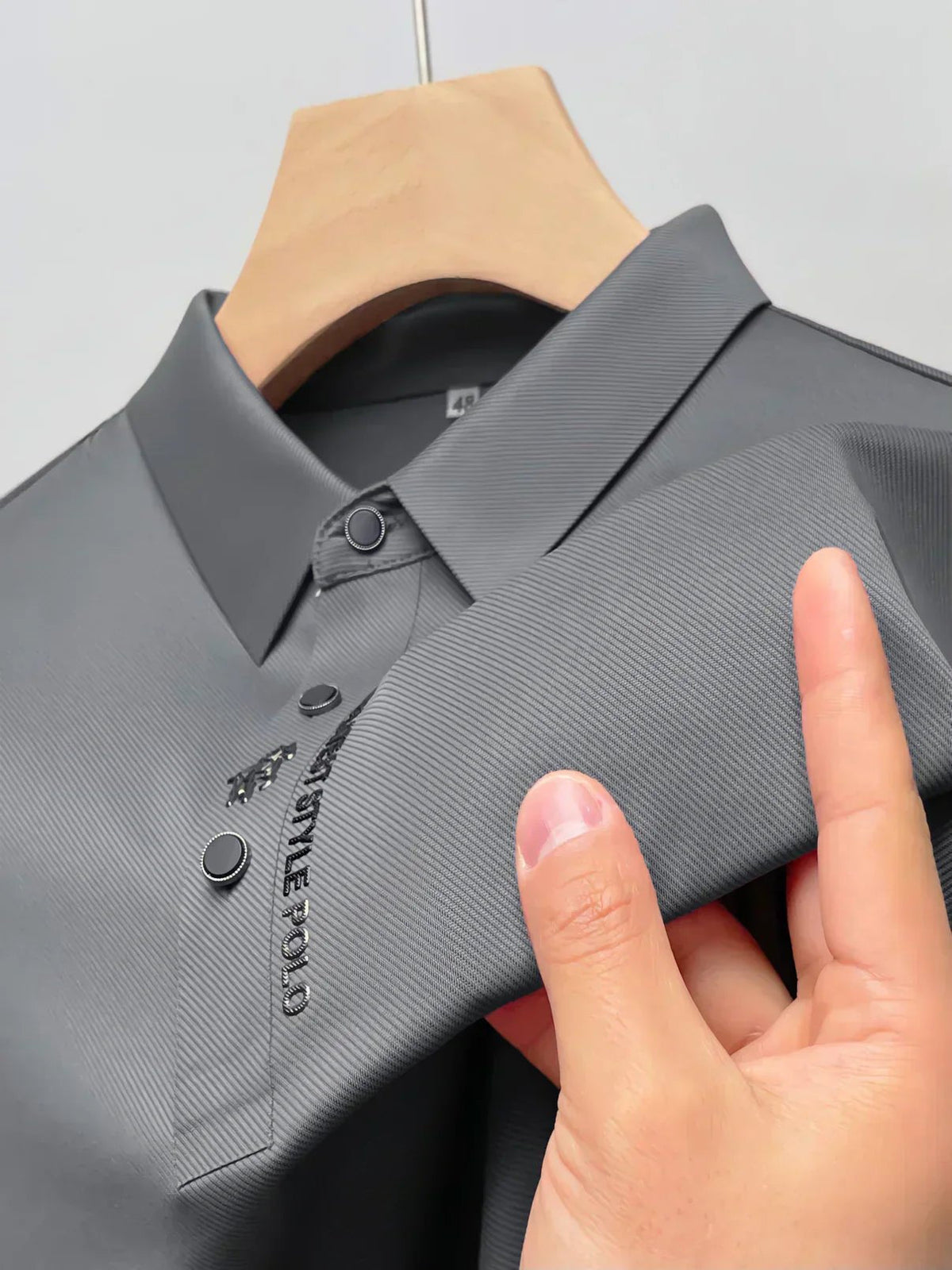 Men's Polo Shirt Short Sleeve with Spread Collar and Button Placket
