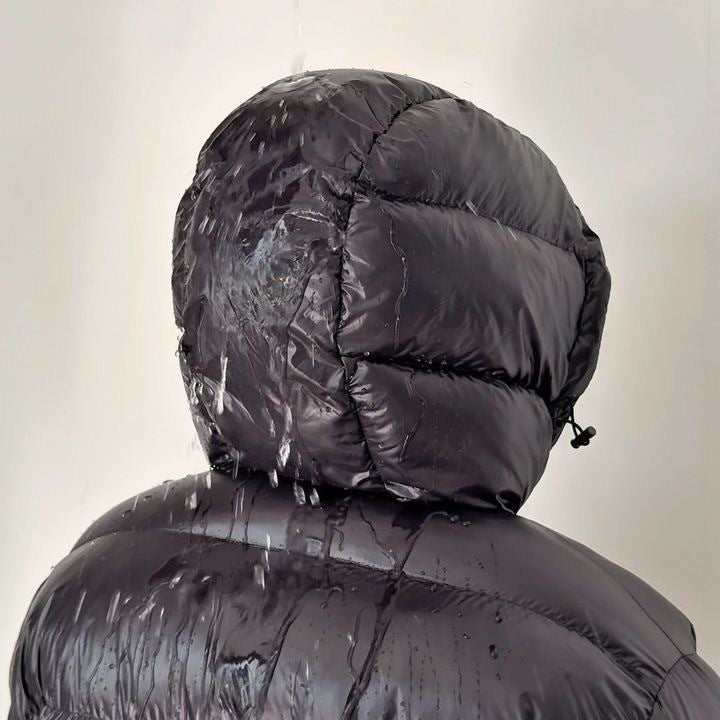 Men's Puffer Jacket with Hood and Zip Closure