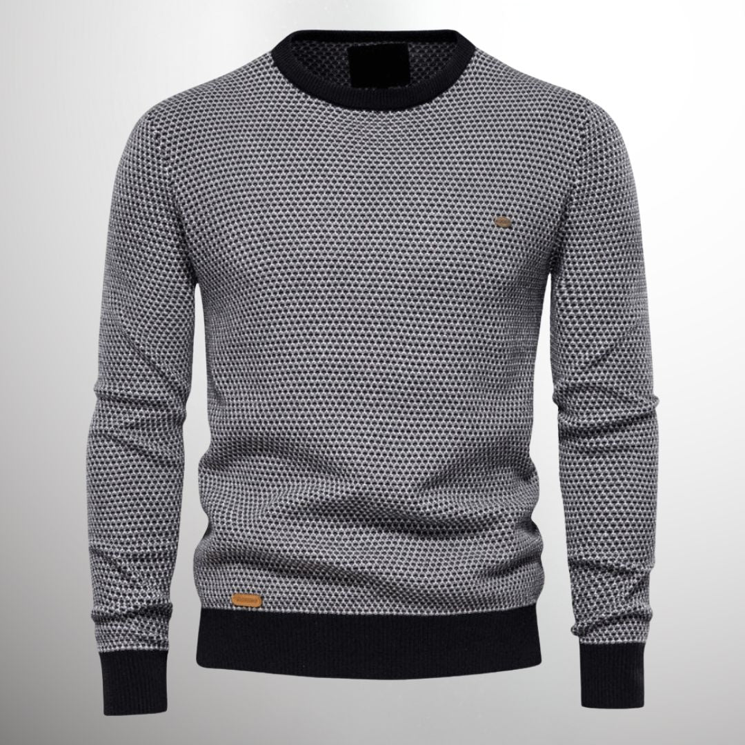 Men's Pullover Sweater with Round Neck and Long Sleeves
