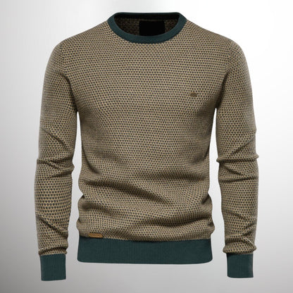 Men's Pullover Sweater with Round Neck and Long Sleeves