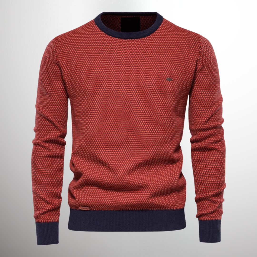 Men's Pullover Sweater with Round Neck and Long Sleeves