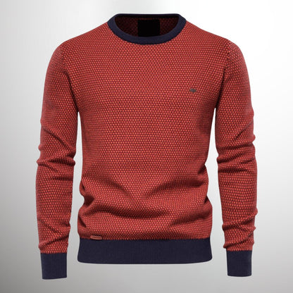 Men's Pullover Sweater with Round Neck and Long Sleeves