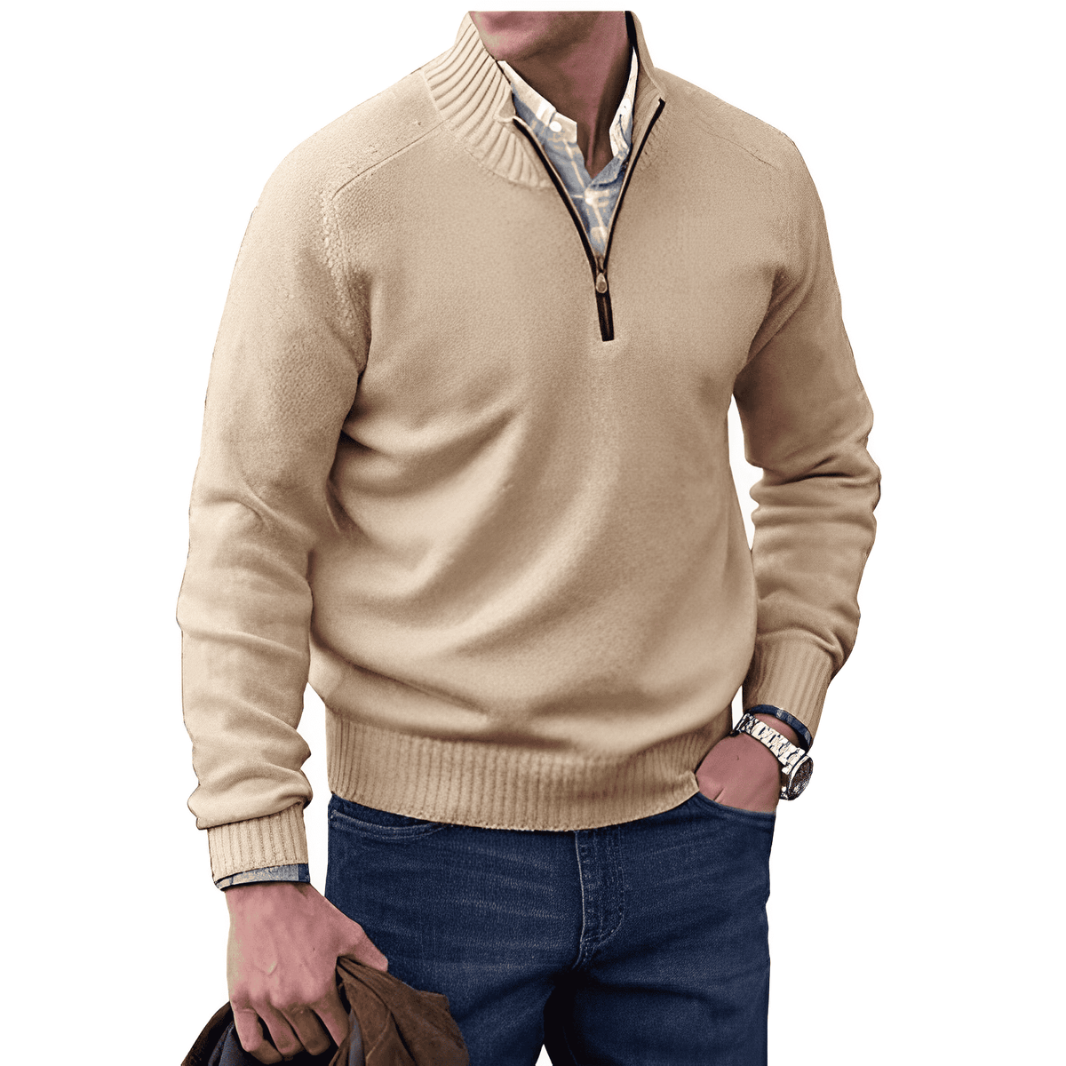 Men's Quarter-Zip Mock Neck Sweater