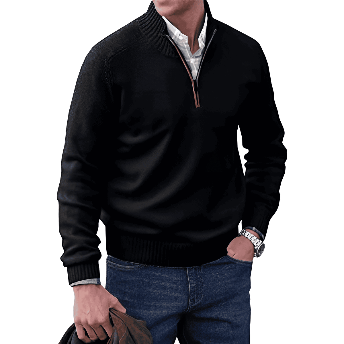 Men's Quarter-Zip Mock Neck Sweater