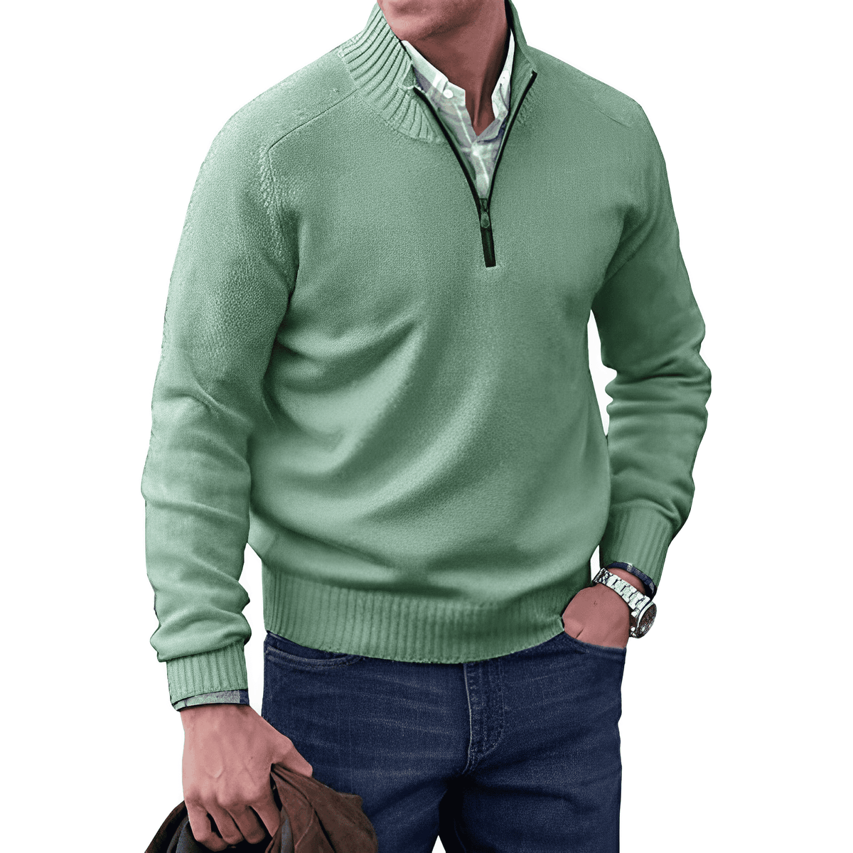 Men's Quarter-Zip Mock Neck Sweater