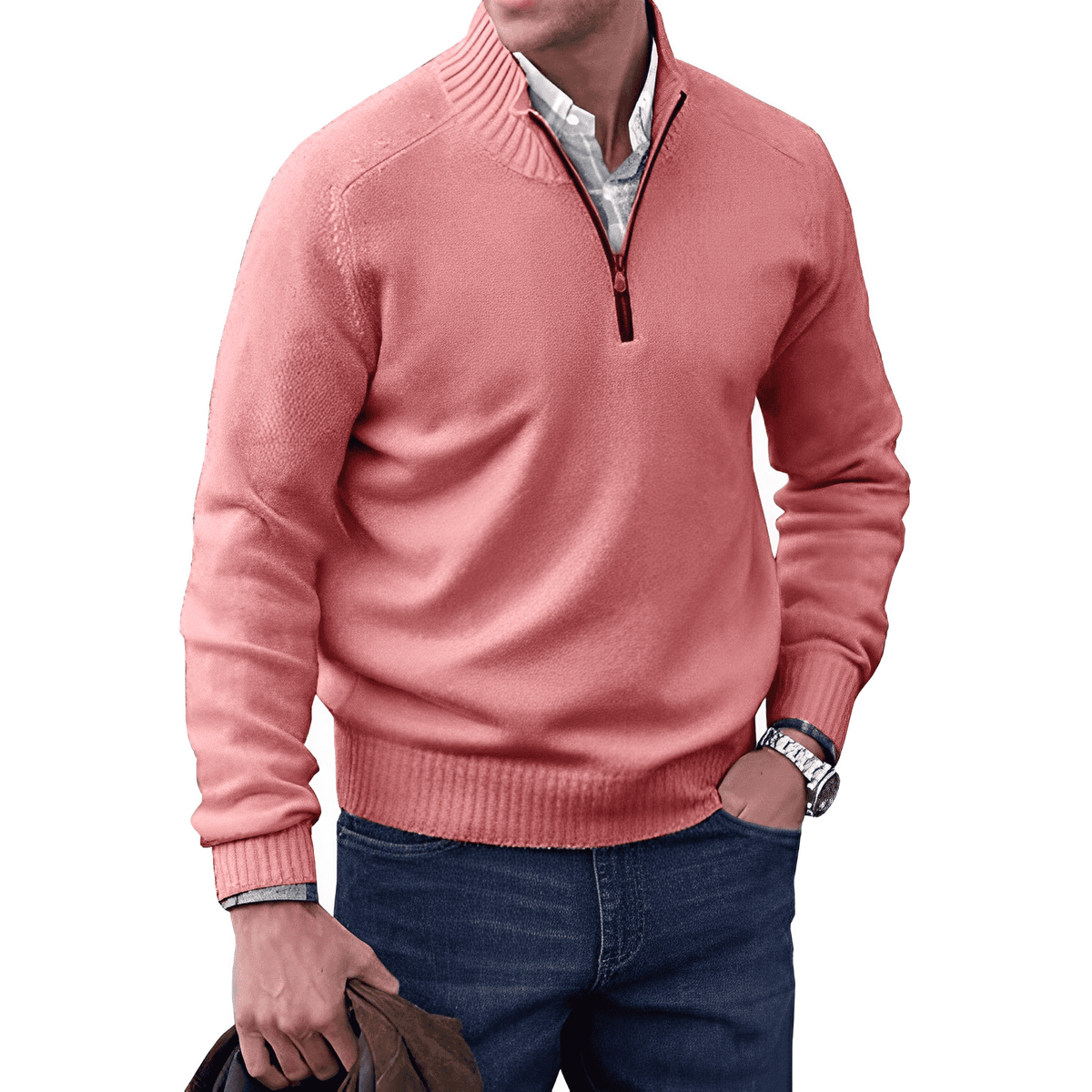 Men's Quarter-Zip Mock Neck Sweater