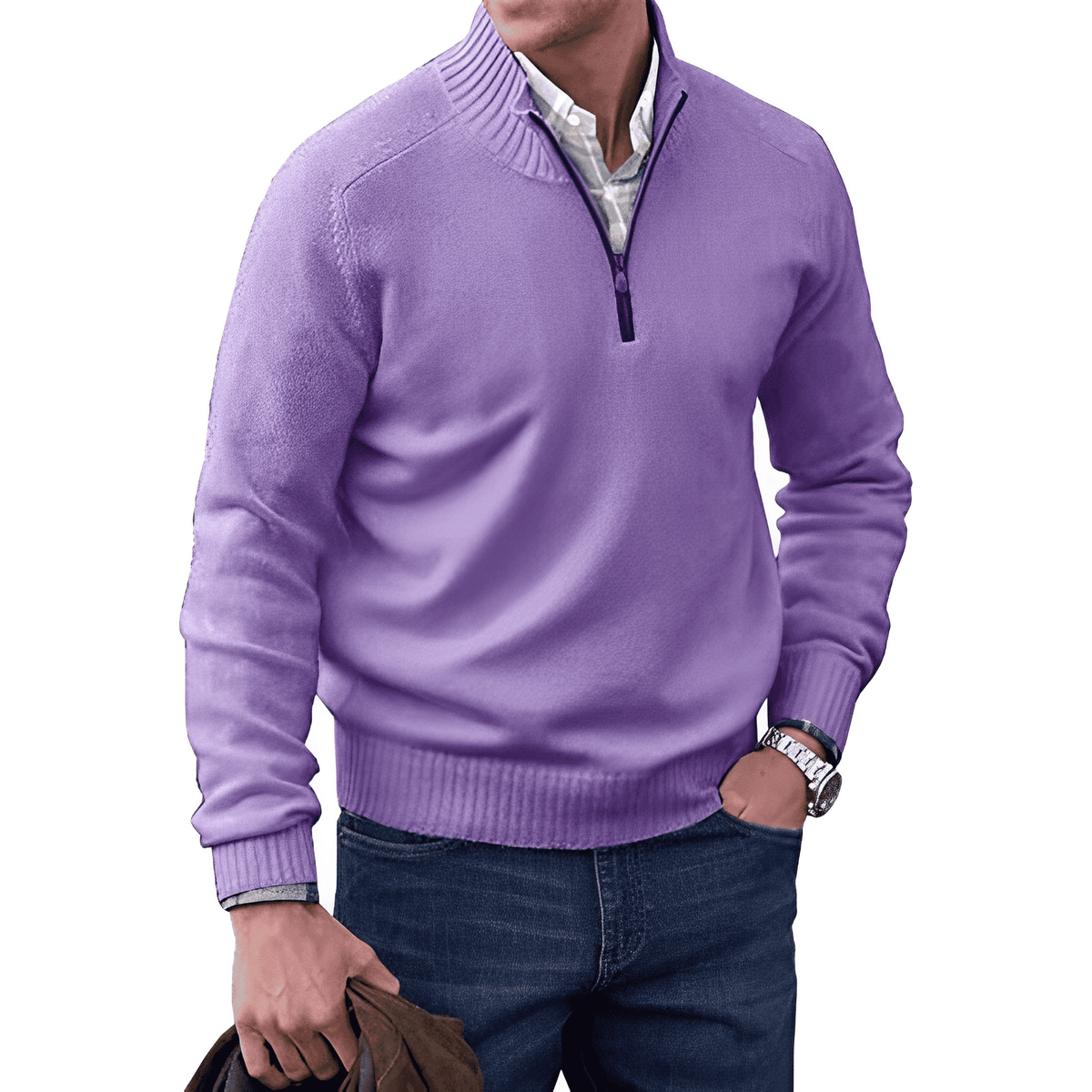 Men's Quarter-Zip Mock Neck Sweater