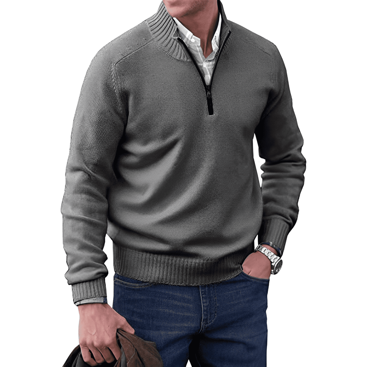 Men's Quarter-Zip Mock Neck Sweater