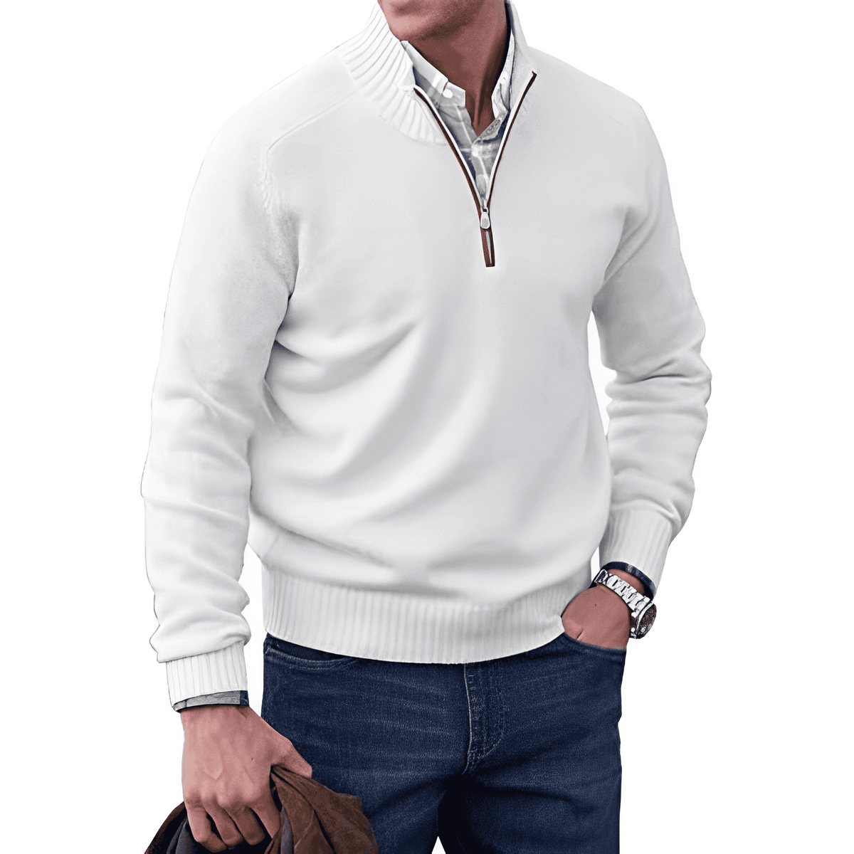Men's Quarter-Zip Mock Neck Sweater