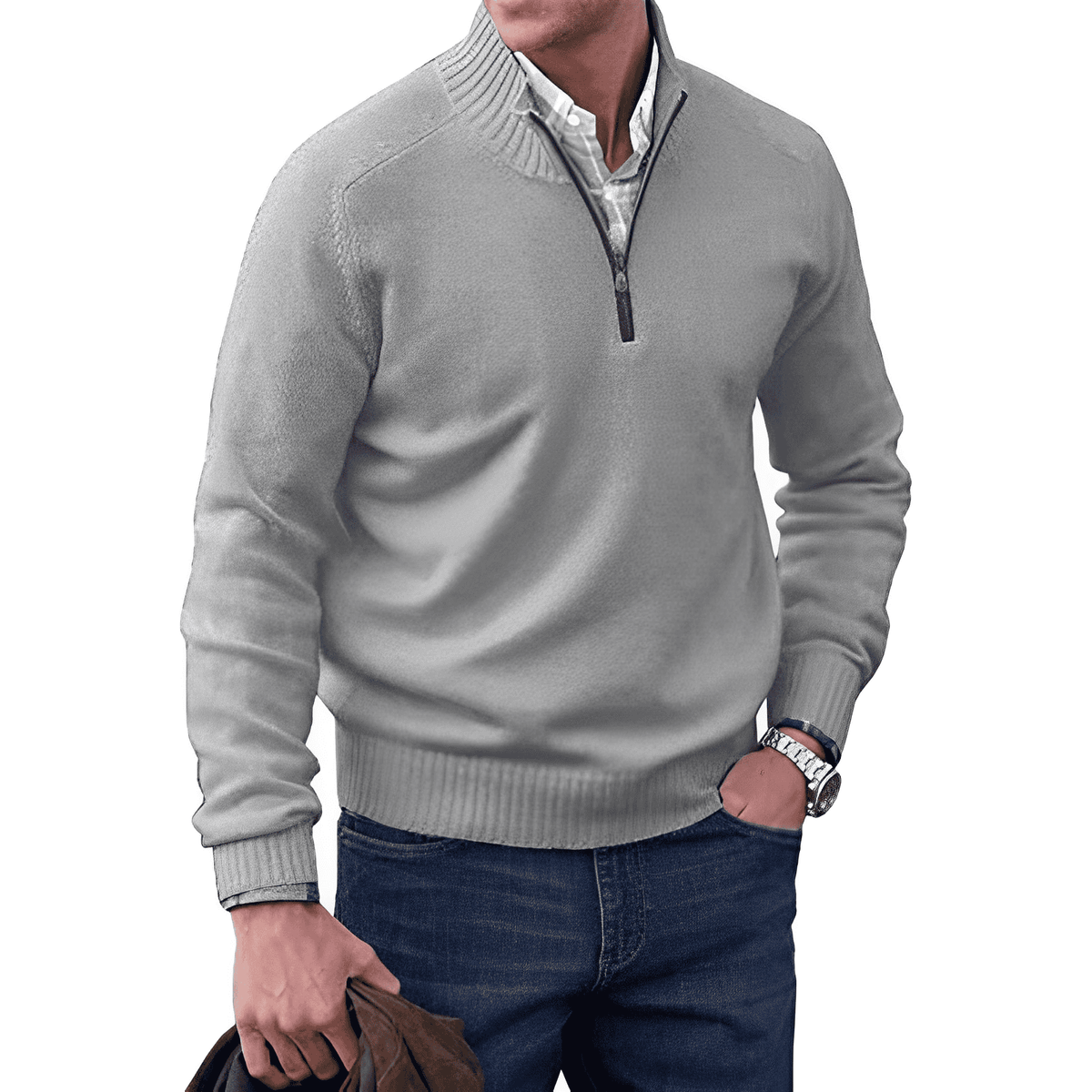 Men's Quarter-Zip Mock Neck Sweater