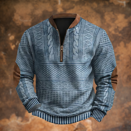 Men's Quarter-Zip Sweater with Elbow Patches