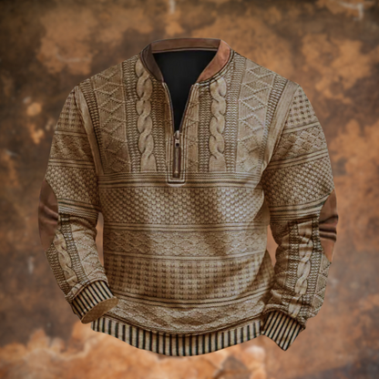 Men's Quarter-Zip Sweater with Elbow Patches
