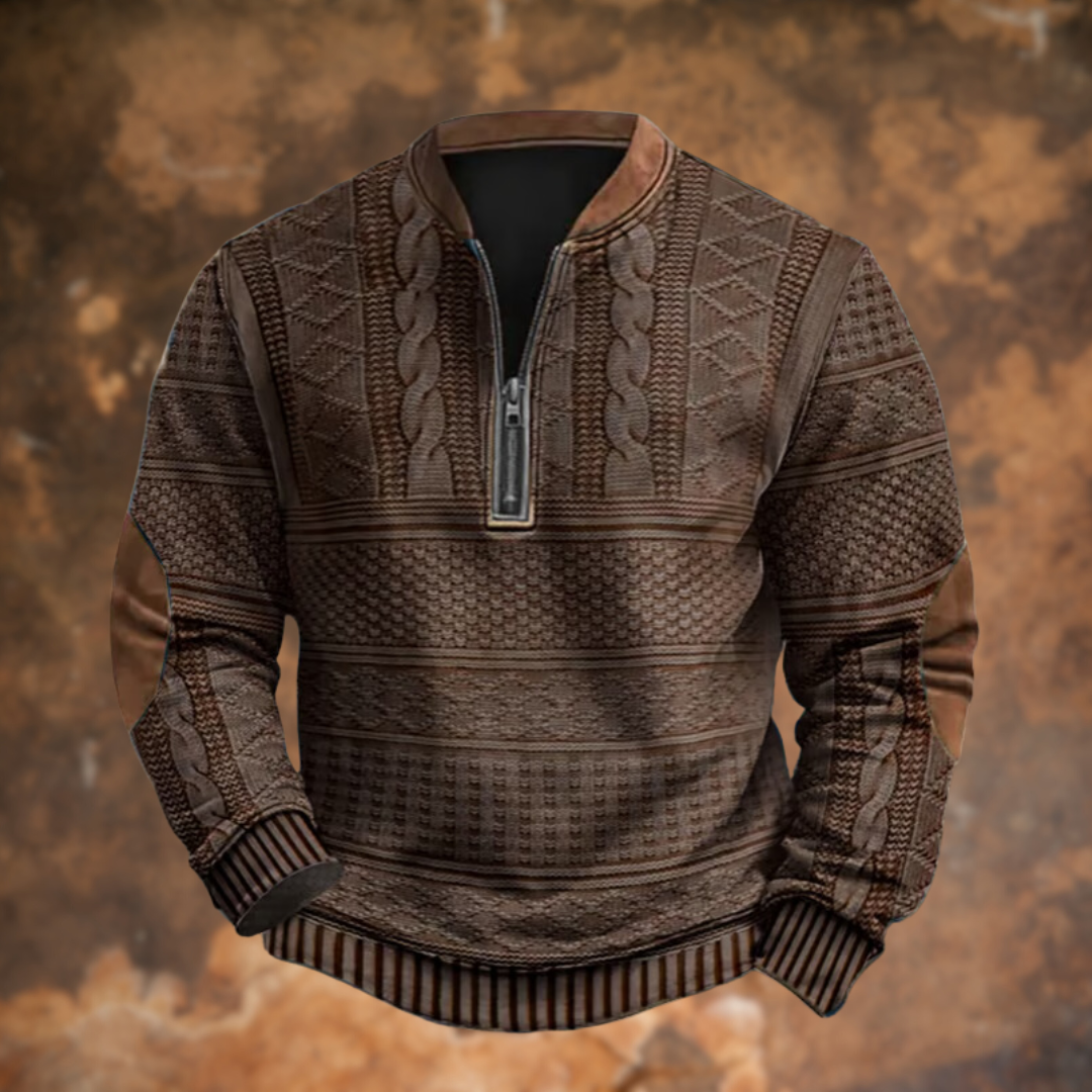 Men's Quarter-Zip Sweater with Elbow Patches