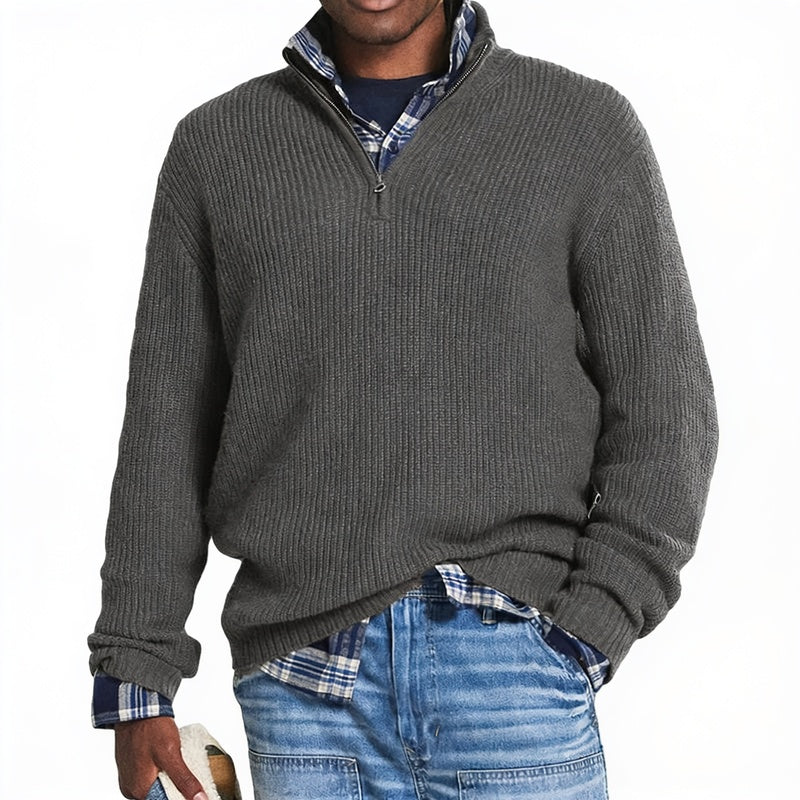Men's Quarter-Zip Sweater with Mock Neck