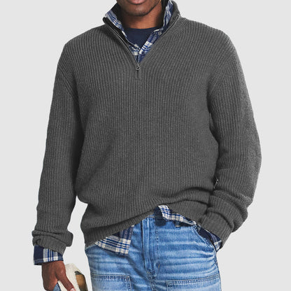 Men's Quarter-Zip Sweater with Mock Neck