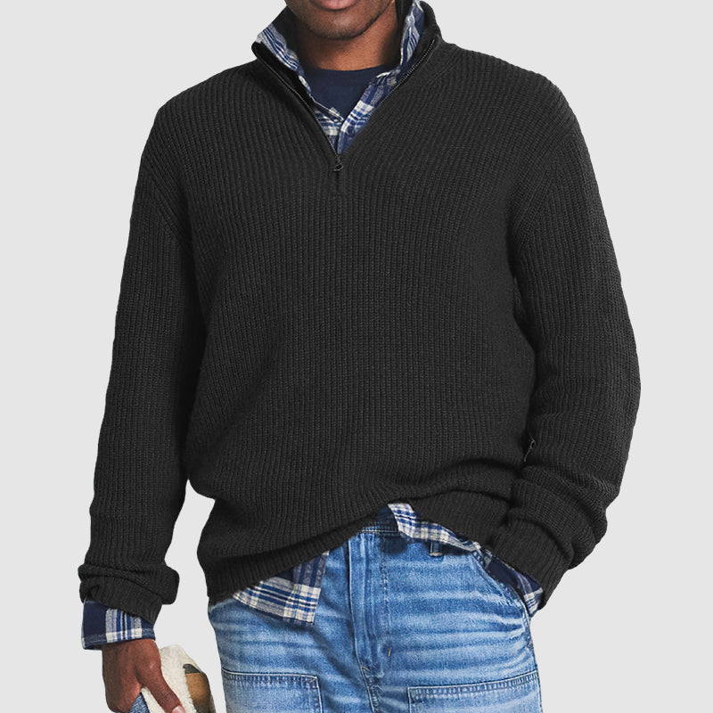 Men's Quarter-Zip Sweater with Mock Neck