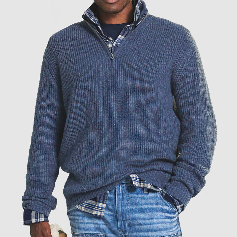 Men's Quarter-Zip Sweater with Mock Neck