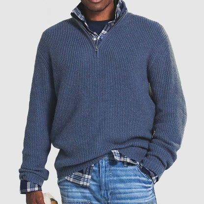 Men's Quarter-Zip Sweater with Mock Neck