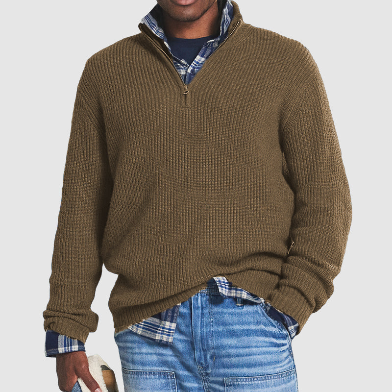 Men's Quarter-Zip Sweater with Mock Neck