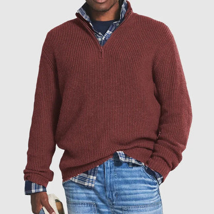 Men's Quarter-Zip Sweater with Mock Neck
